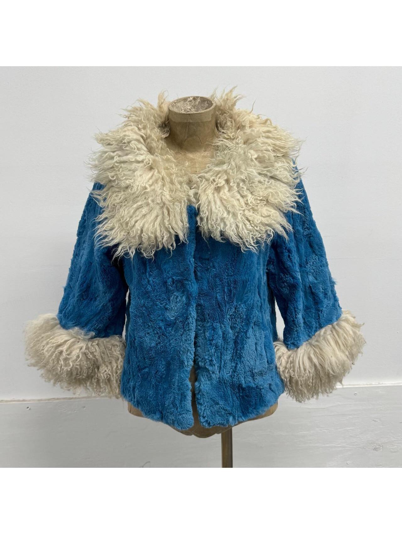 Vintage Y2k Blue Rabbit & Wool Jacket Coat